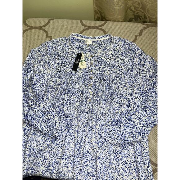 Aria Collection Nightgown Long Sleeve Velour   Floral blue white pockets,size 5X - Picture 3 of 11